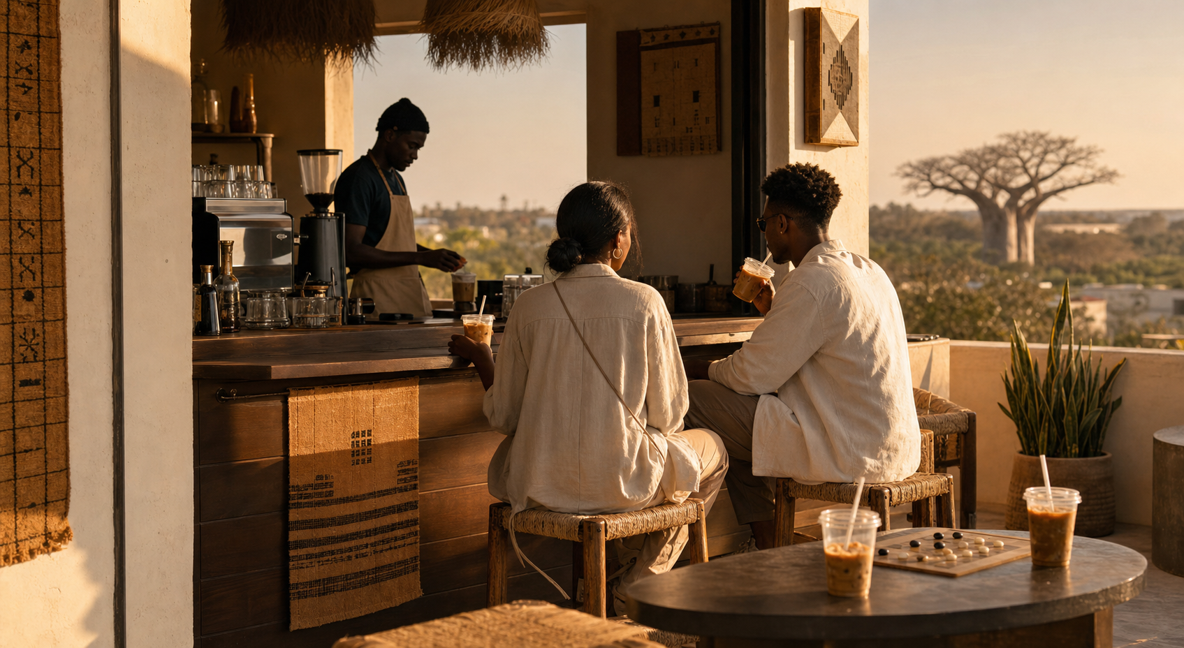 Un moment chaleureux au stand Buna Café au Sénégal
